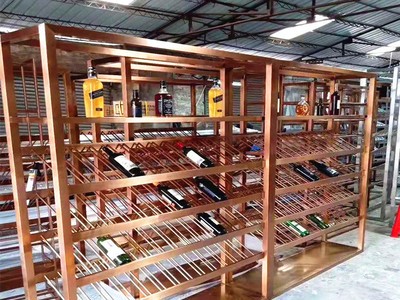 厂家定制304不锈钢钛金展示柜别墅装饰酒柜红酒展架直销