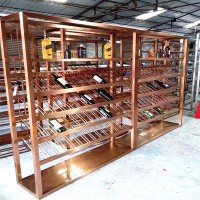 厂家定制304不锈钢钛金展示柜别墅装饰酒柜红酒展架直销