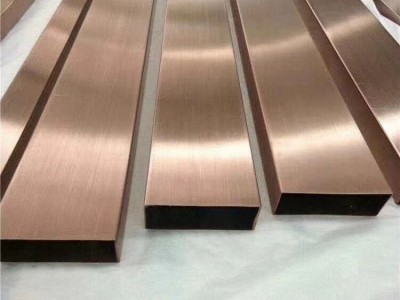 厂家直销不锈钢彩色管黄钛金圆管拉丝红古铜扁管光面青古铜方通