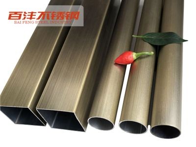 镀铜管 不锈钢彩色管 水镀红黄青古铜 颜色拉丝发黑 亚光亮面