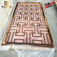 新中式屏风 黑钛金不锈钢隔断 入门装饰墙 现代金属玄关 铁艺定制