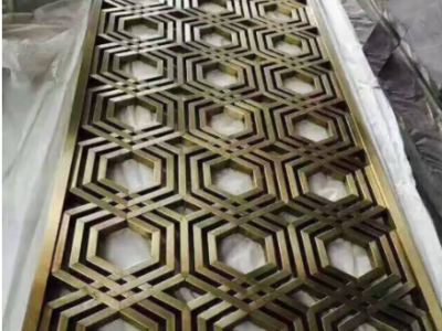 不锈钢屏风隔断 中式客厅餐厅栅格 金属镂空玄花格隔断屏风定制