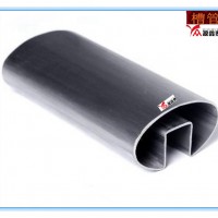 不锈钢拉丝椭圆单槽管 单槽异型管 带槽焊管不锈钢椭圆管现货