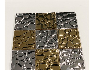 宏旺钢厂定制不锈钢压花马赛克板 马赛克不锈钢板彩色装饰板