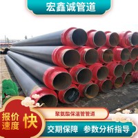 热力供暖预制地埋聚氨酯保温管道黑夹克聚氨酯发泡保温螺旋钢管