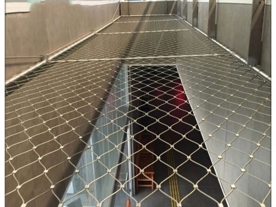 桥梁楼梯扶栏庭院商场天井不锈钢钢丝绳网厂卡扣编织防坠安全绳网