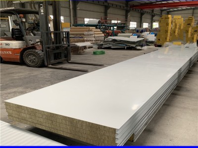 0.326mm防火夹心板 净化岩棉夹芯板 彩钢50mm厚岩棉板