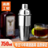 跨境专供厂家直销三段式不锈钢调酒器雪克壶摇酒壶摇酒器750ML