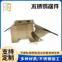 现代简约金属不锈钢镜面小象摆件样板间客厅售楼中心玄关桌面装饰