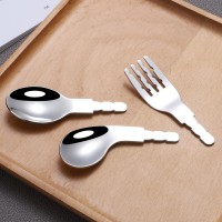 304不锈钢餐具弯勺叉子短柄半成品316儿童不锈钢叉勺配件