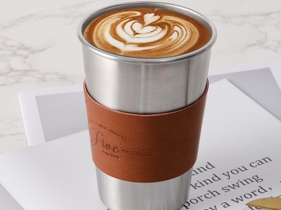 野餐不锈钢咖啡杯北欧ins风随手皮套水杯便携户外露营创意啤酒杯