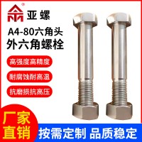 定 316不锈钢外六角螺丝钉 A4-80半牙外六角螺栓六角头螺丝厂家
