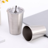 跨境专供304不锈钢啤酒杯 便携简约单层卷边冷饮咖啡水杯 随手杯