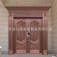 厂家销售紫铜对开入户门欧式风格纯铜防盗别墅门北京铜门上门测量