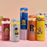 304不锈钢保温杯可爱卡通豌豆杯迷你弹跳盖小黄鸭吸管杯礼品批发