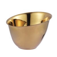 直供火锅店餐具不锈钢沙拉碗 商用金色自助餐调料斜口生菜蔬菜桶