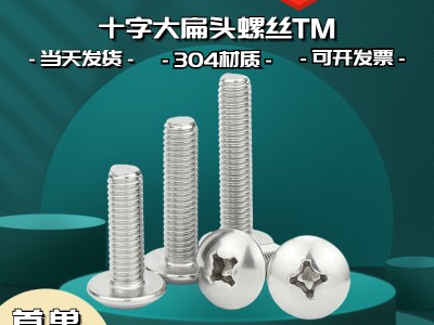 304不锈钢M3-M8扁圆头机螺钉TM伞头蘑菇头机丝十字大扁 头螺丝批发