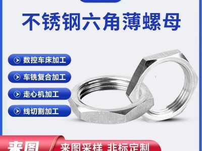 现货供应304不锈钢根母锁紧螺母 六角细牙薄螺母并帽扁螺丝帽厂家
