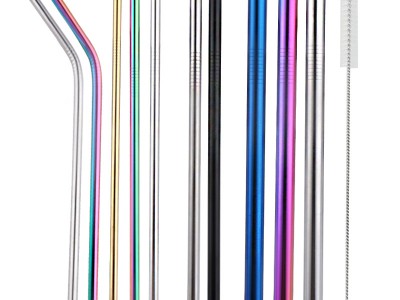 厂家批发304不锈钢吸管 创意彩色金属饮料鸡尾酒奶茶吸管硅胶套装