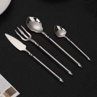 跨境海王刀叉304不锈钢牛排刀叉勺子圆柄加厚复古西餐具ins北欧风