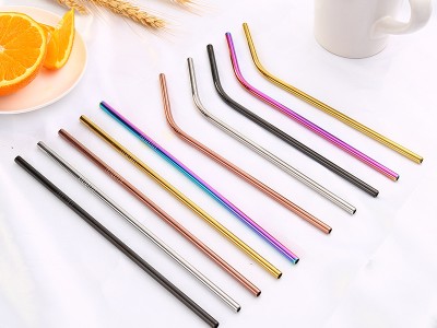 【亿钢】彩色金属食品级304不锈钢吸管套装 饮料咖啡奶茶吸管制定