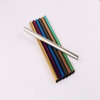 12*215环保吸管304不锈钢吸管套装直弯管金属饮管组多彩吸管定制