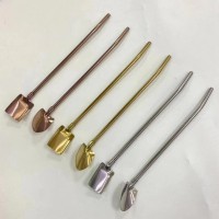 304不锈钢吸管勺 创意螺纹光身西瓜勺铁锹勺饮料咖啡搅拌勺甜品勺