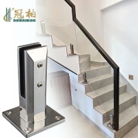 不锈钢泳池楼梯平台阳台扶手护栏杆免打孔玻璃落地固定夹立柱方座