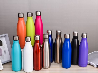 双层304不锈钢保温杯 大容量可乐瓶运动水杯车载创意广告礼品杯子