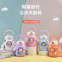 网红爆款公仔儿童壶手提卡通学生吸管杯手提316不锈钢儿童保温杯