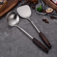 不锈钢201实木柄锅铲套件网红创意古木手柄厨具厂家烹饪勺铲