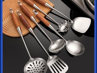 304不锈钢家用厨具加厚花梨木锅铲烹饪家用厨具用品