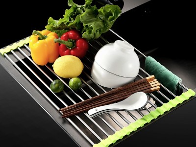 亚马逊可折叠不锈钢沥水架碗碟架水槽厨房置物架滤水架Drain rack