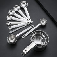 跨境不锈钢量勺量杯套装 厨房烘焙工具计量带刻度带调味量勺量匙