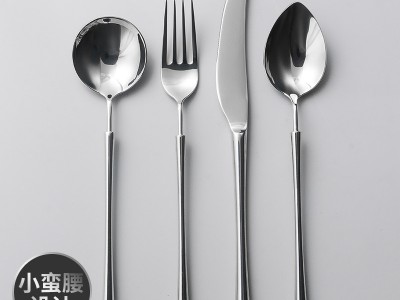 沙朵亚丁304不锈钢刀叉勺子外贸餐具欧式轻奢小蛮腰牛排刀叉勺