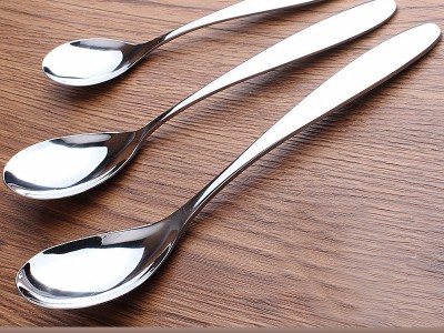 韩国勺子 不锈钢小勺创意西餐勺 水滴形长柄勺可爱儿童汤勺