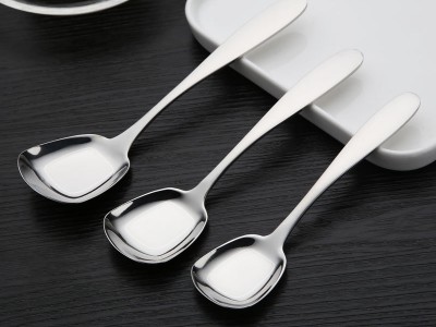 诚惠捷平底勺厂家直批不锈钢勺子方头平底勺创意儿童勺甜品勺饭勺