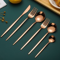 304不锈钢葡萄牙餐具刀叉勺四件套镀钛勺金喷西餐黑金牛排套装