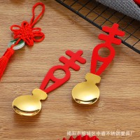 中国风创意不锈钢婚庆伴手礼红双喜勺子套装新年国潮风结婚红筷子